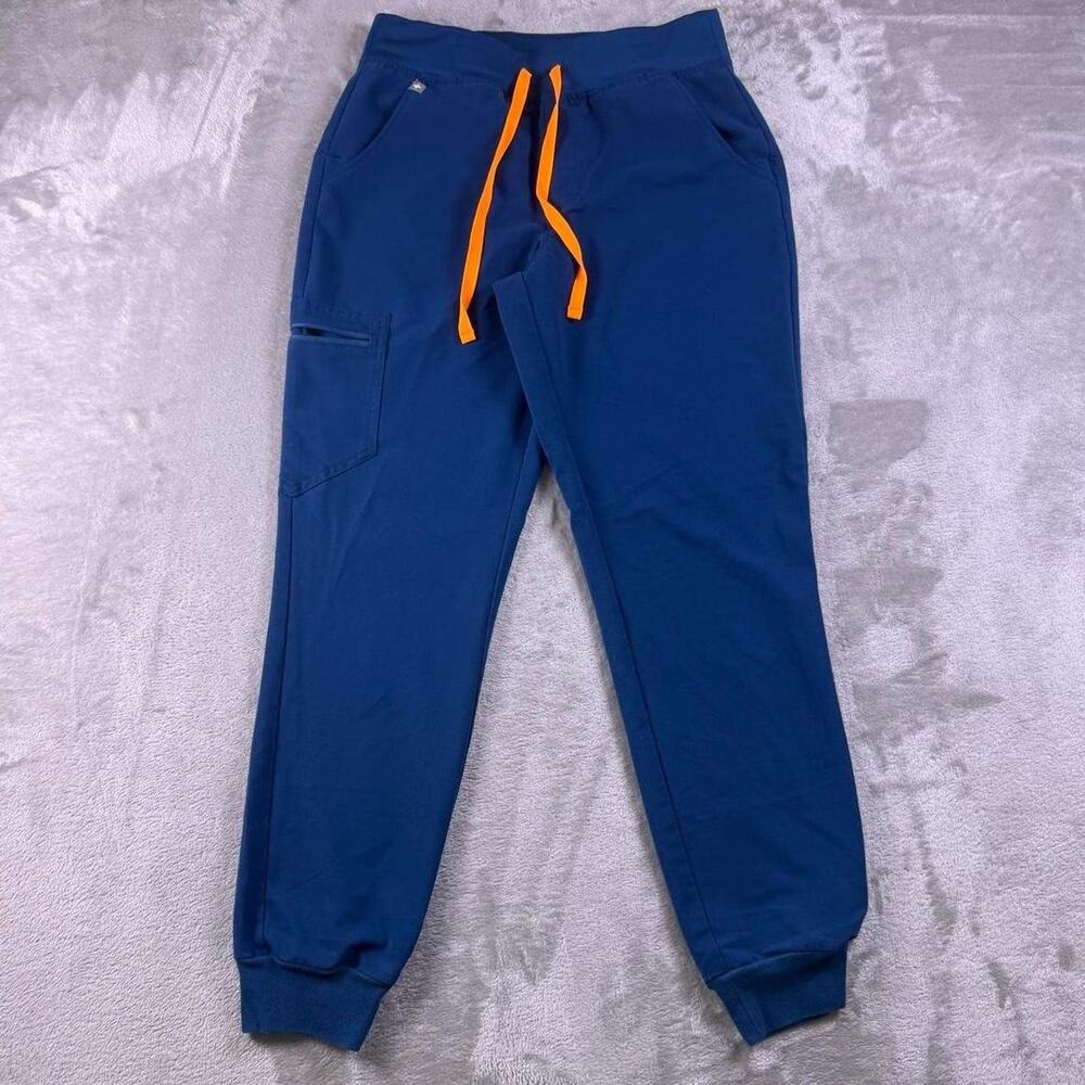 FIGS Zamora Jogger Scrub Pants Womens S Blue Stretch Cargo Medical Uniform